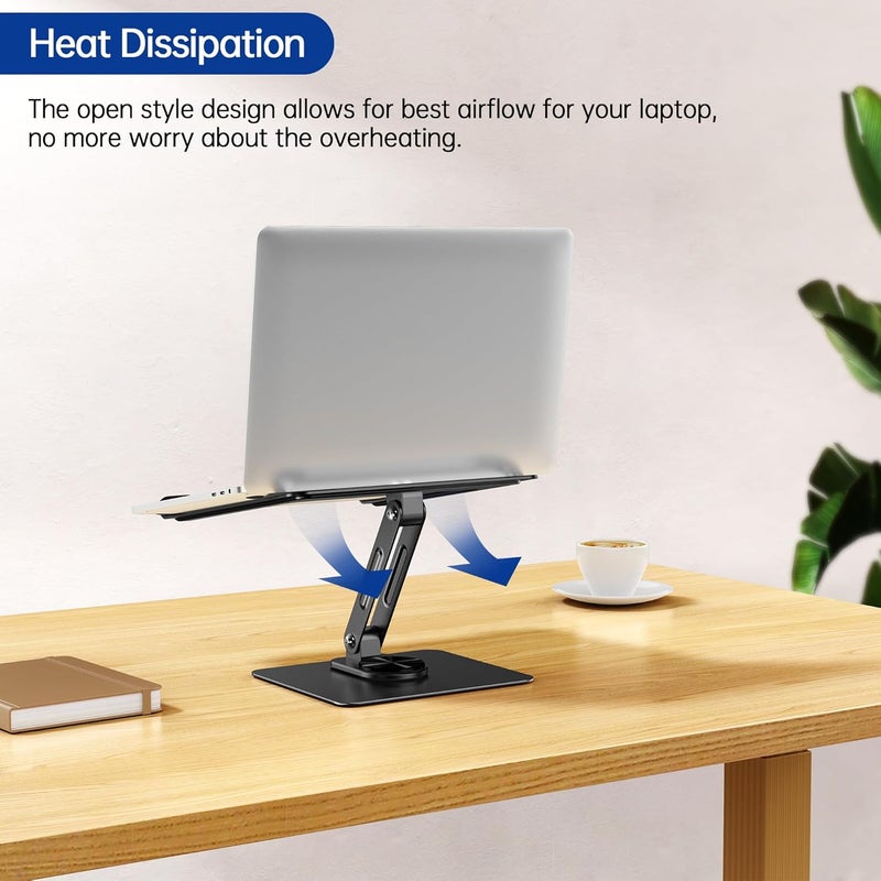 BESIGN LS12 Laptop Stand with 360° Rotating Base, Ergonomic Adjustable Notebook Holder, Riser Holder Computer Stand Compatible with Air, Pro, Dell, HP, Lenovo More 10-14" Laptops (Black) - Image 3